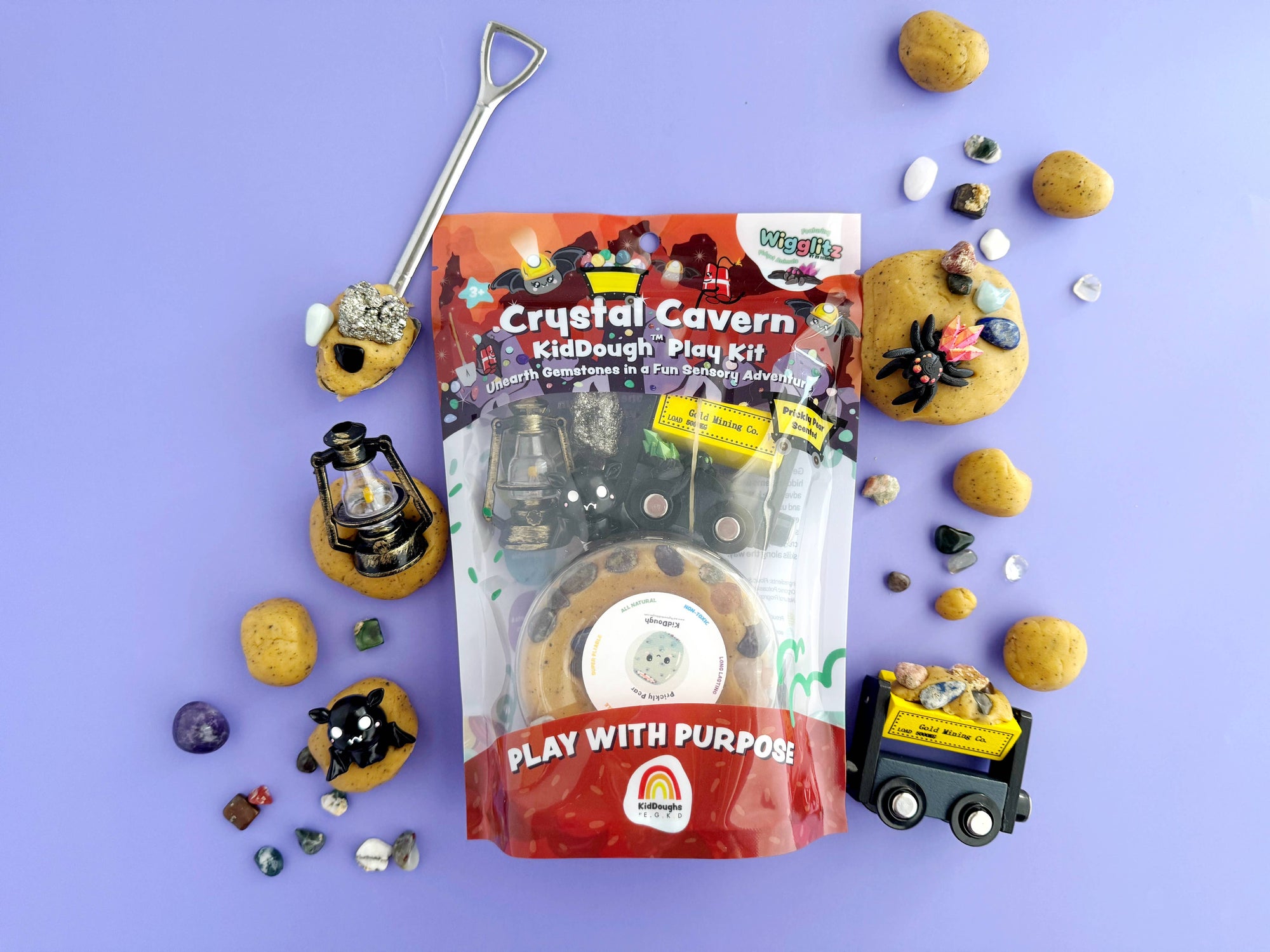 Earth Grown KidDoughs (KidDoughs by EGKD) - Crystal Cavern KidDough Play Kit featuring Wigglitz