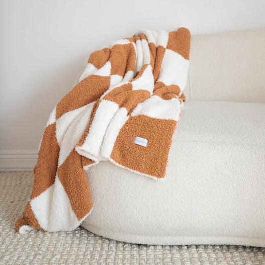 Almond Check | XL Plush Blanket