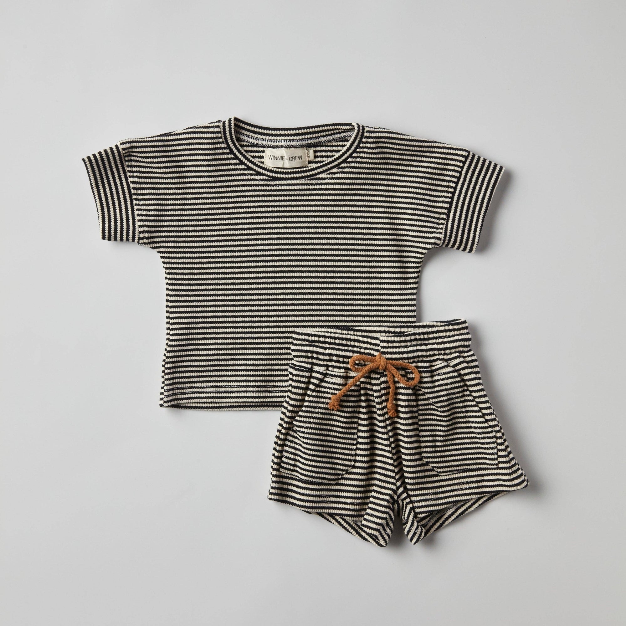 Winnie + Crew - Oakley Waffle Set in Black Stripes