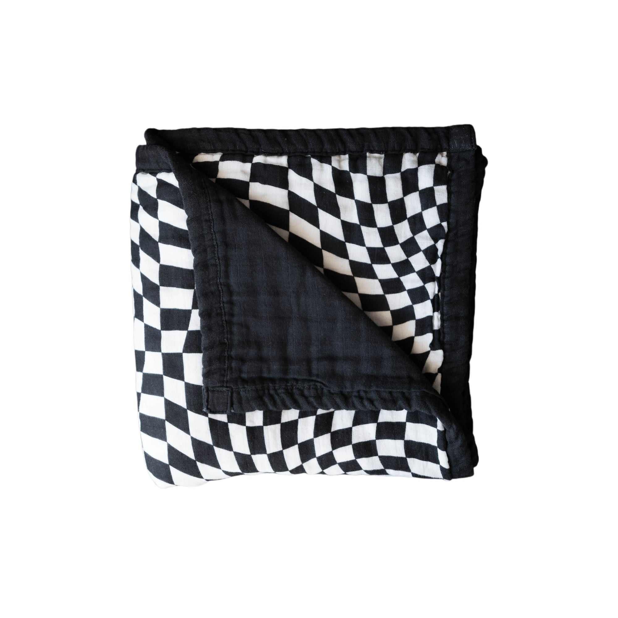 B&W Wavy Checker | Reversible Muslin Quilt