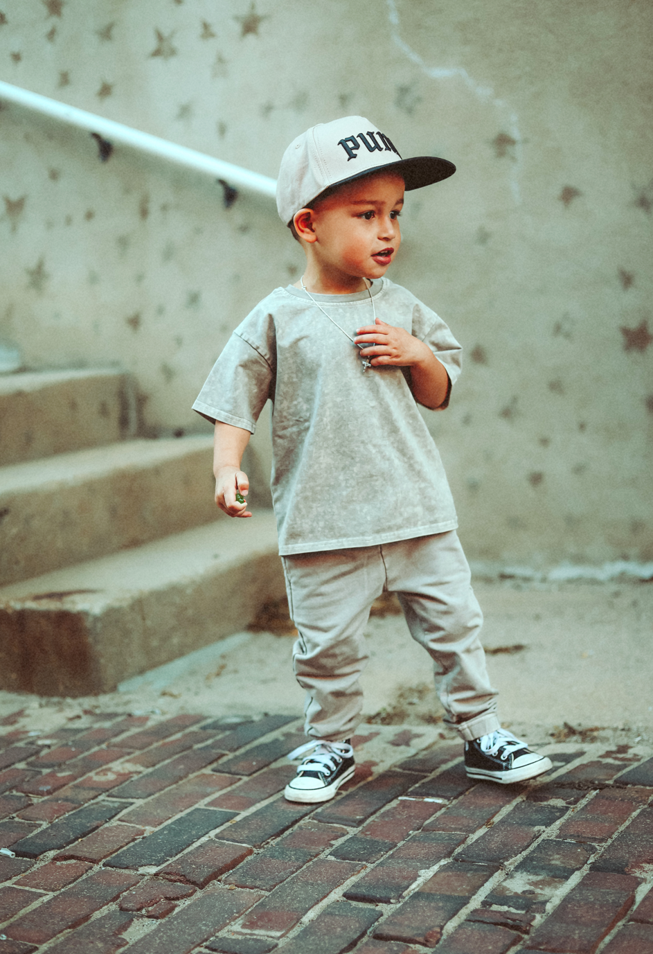Lucky Link - Tan Acid Wash Joggers