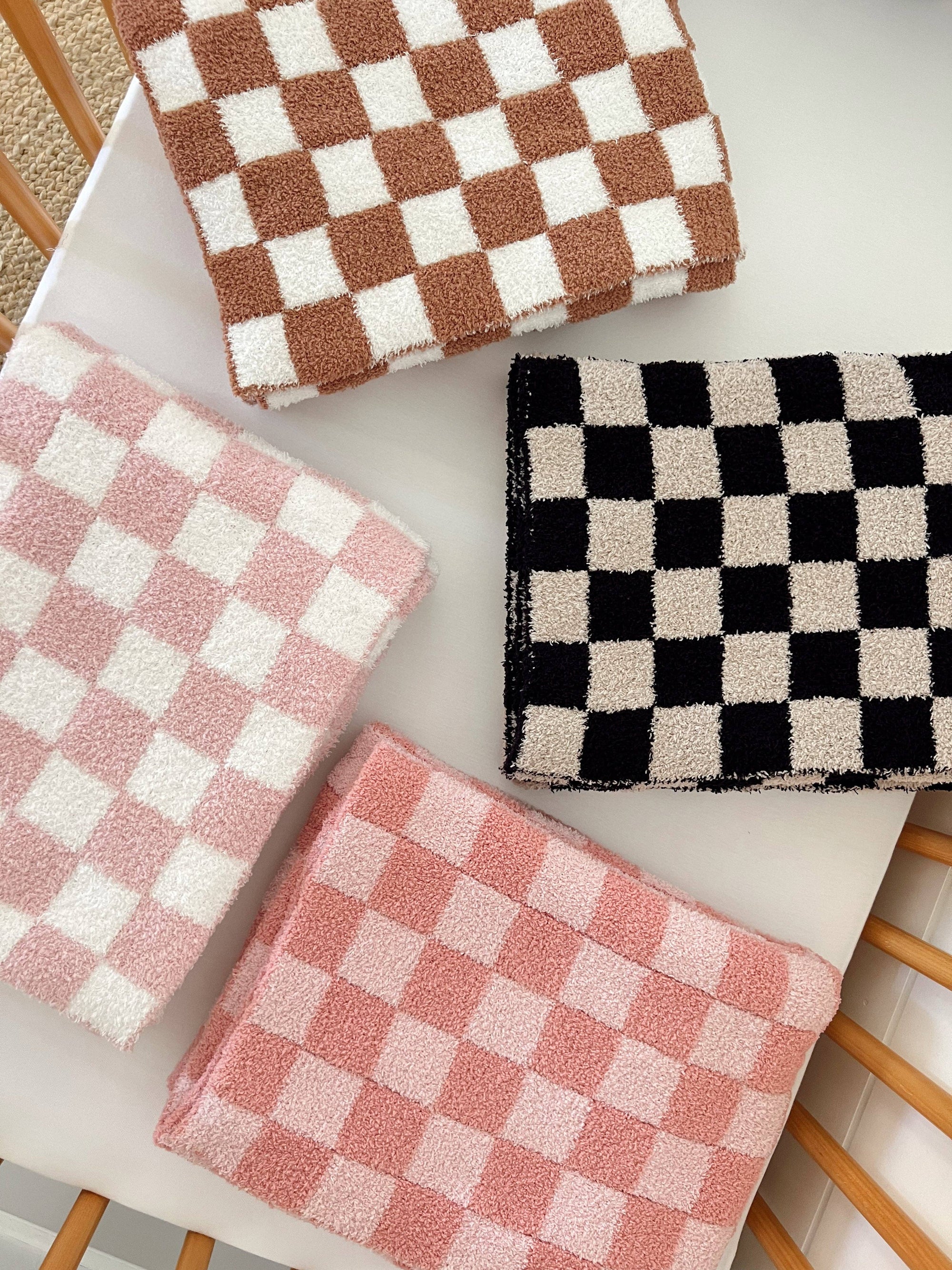 SpearmintLOVE - Phufy® Bliss Checkerboard Blanket, Black/Cocoa