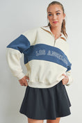 Load image into Gallery viewer, BUTTERMELON - COLOR BLOCKED LOS ANGELES EMBROIDERED SWEATSHIRTS - BMT7261: IVORY / OLIVE / S
