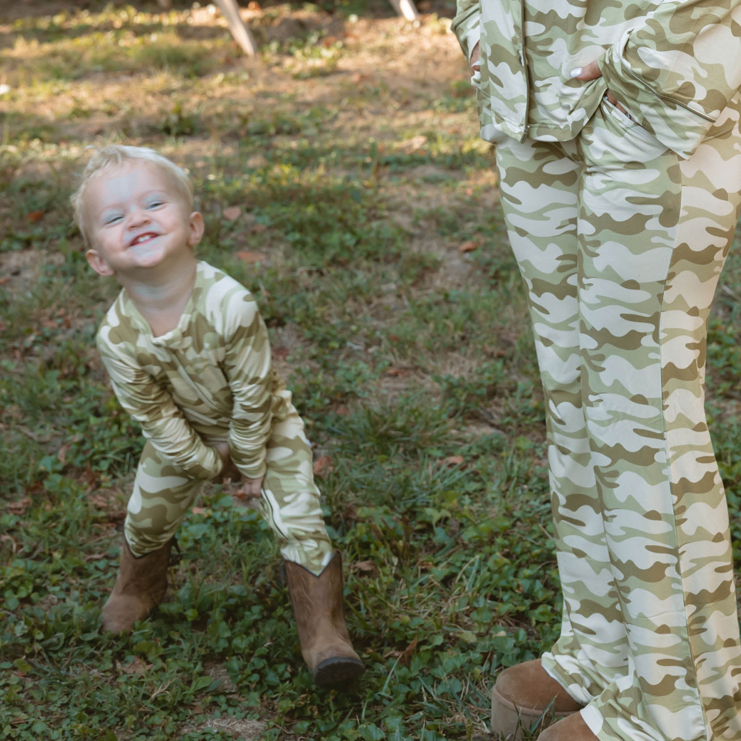 Vintage Camo | Bamboo Zip Romper