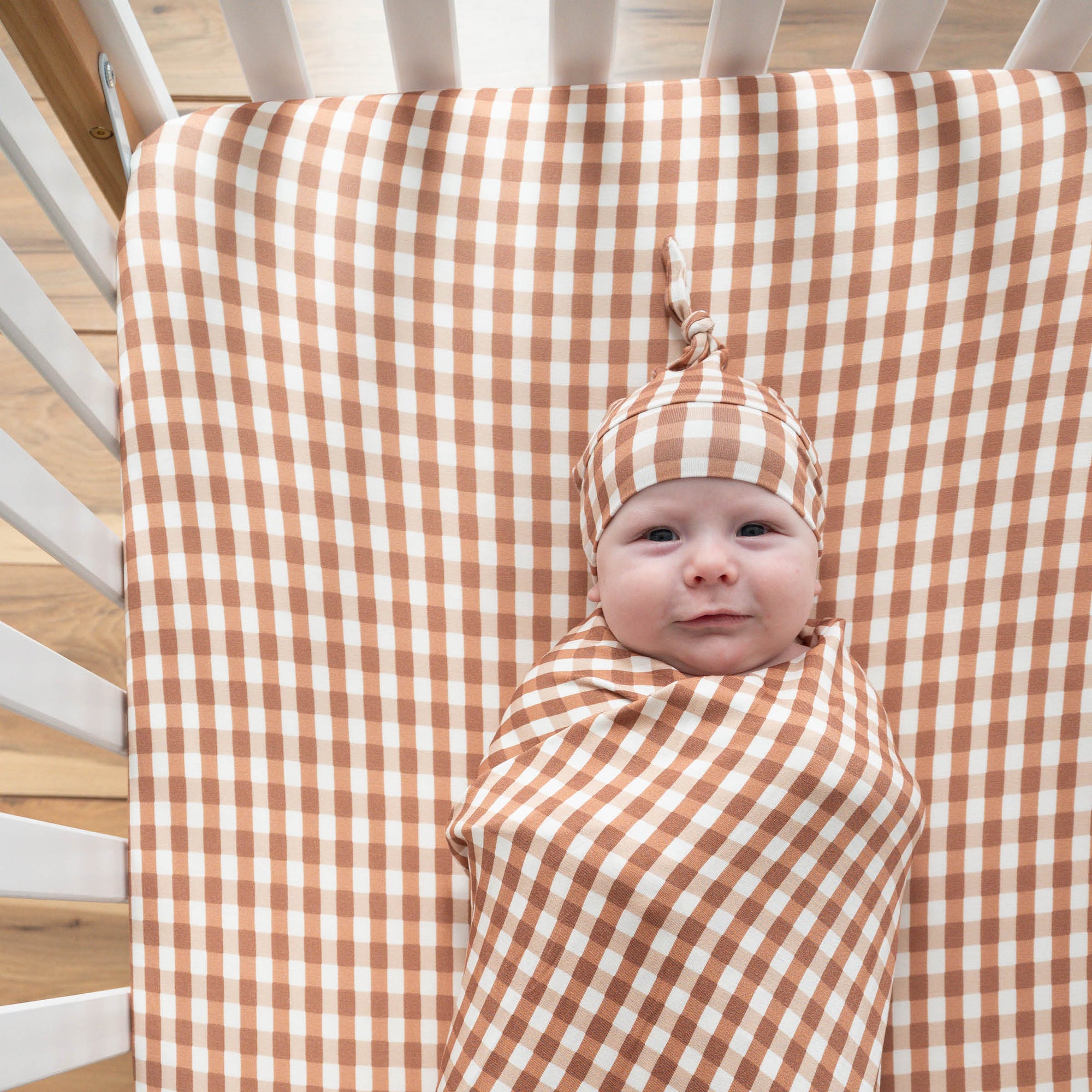 Chocolate Gingham | Bamboo Crib Sheet