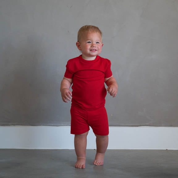 Crimson Red | Ribbed Bamboo Short Set