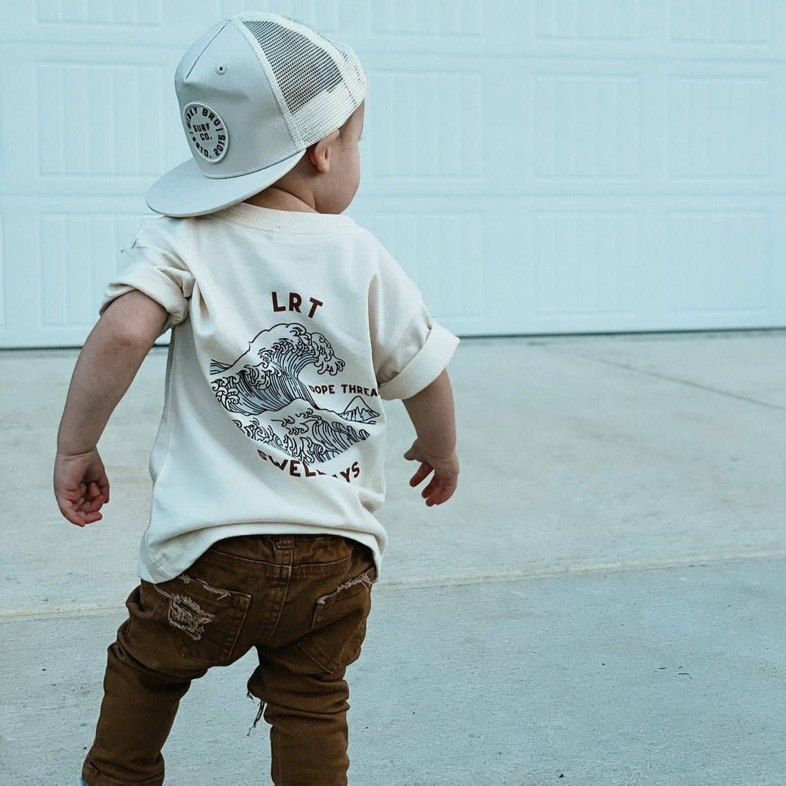 Little Rad Things - Dope Threads Swell Days Tee: 4T / Dark Beige Acid Wash