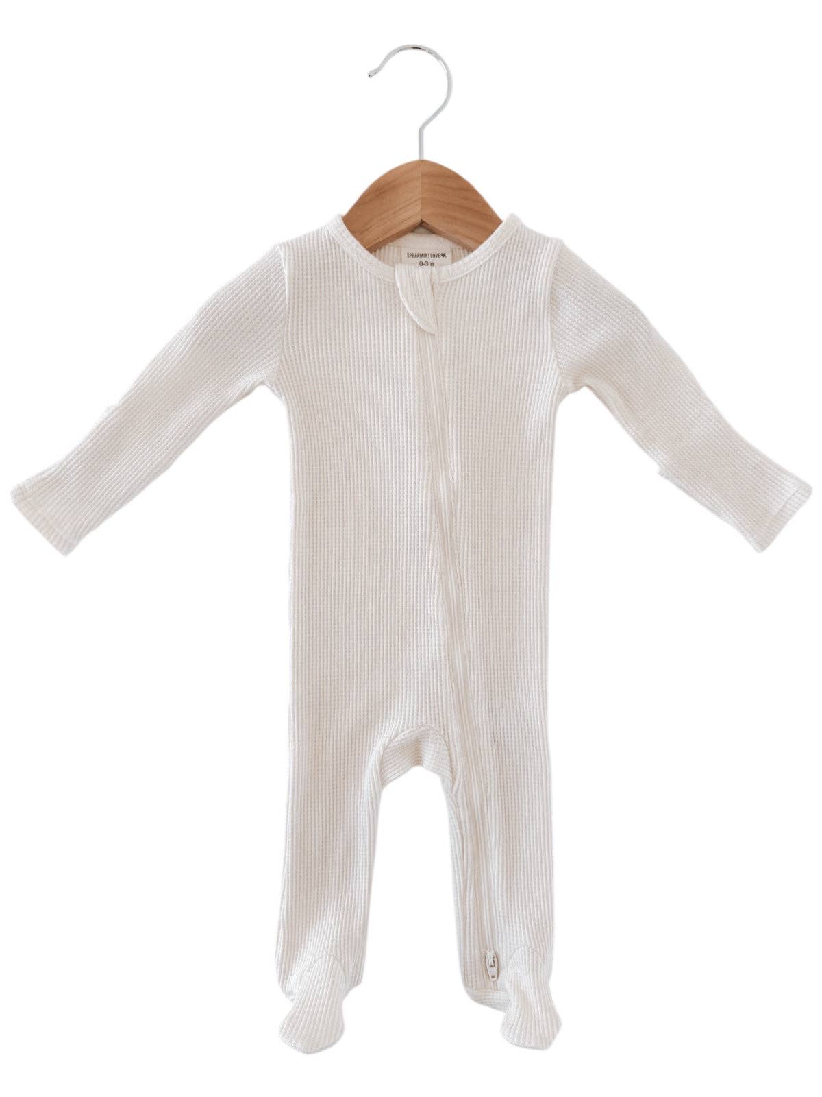 SpearmintLOVE - Organic Waffle 2-Way Zip Footie, Snow