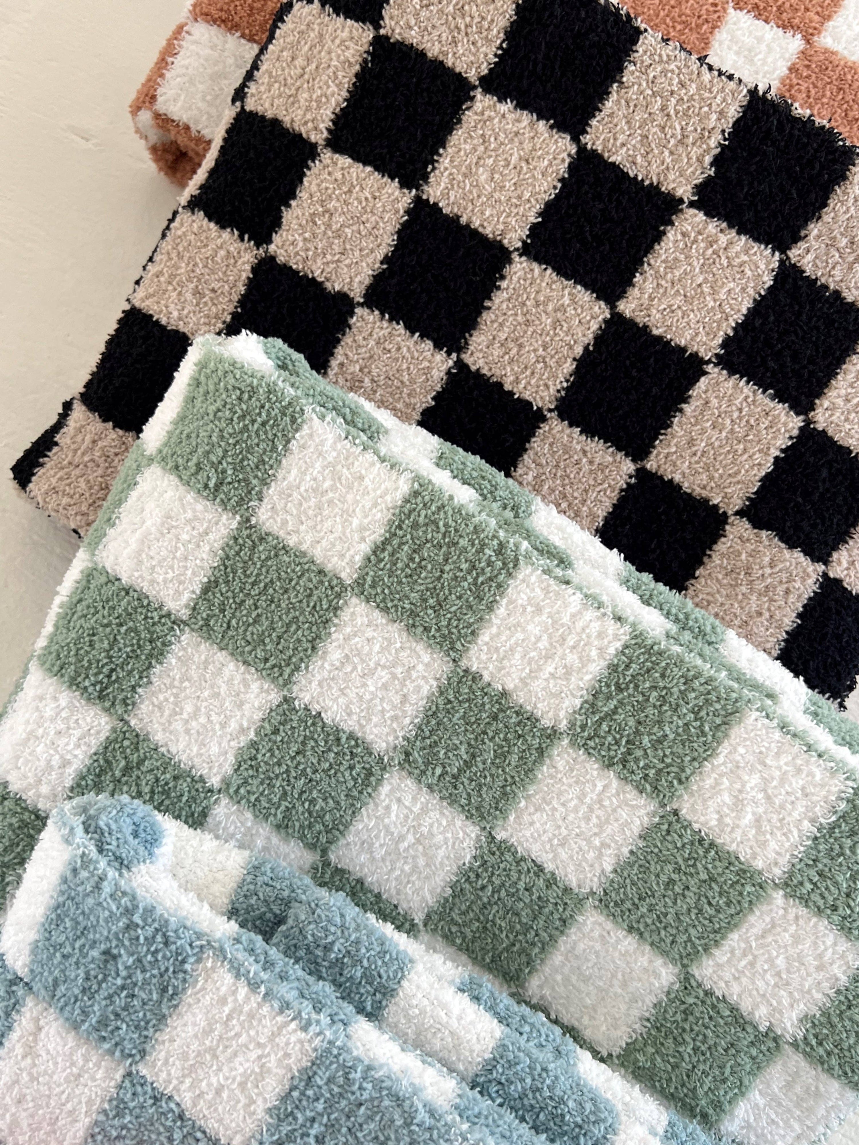 SpearmintLOVE - Phufy® Bliss Checkerboard Blanket, Black/Cocoa