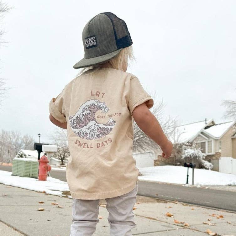 Little Rad Things - Dope Threads Swell Days Tee: 4T / Dark Beige Acid Wash