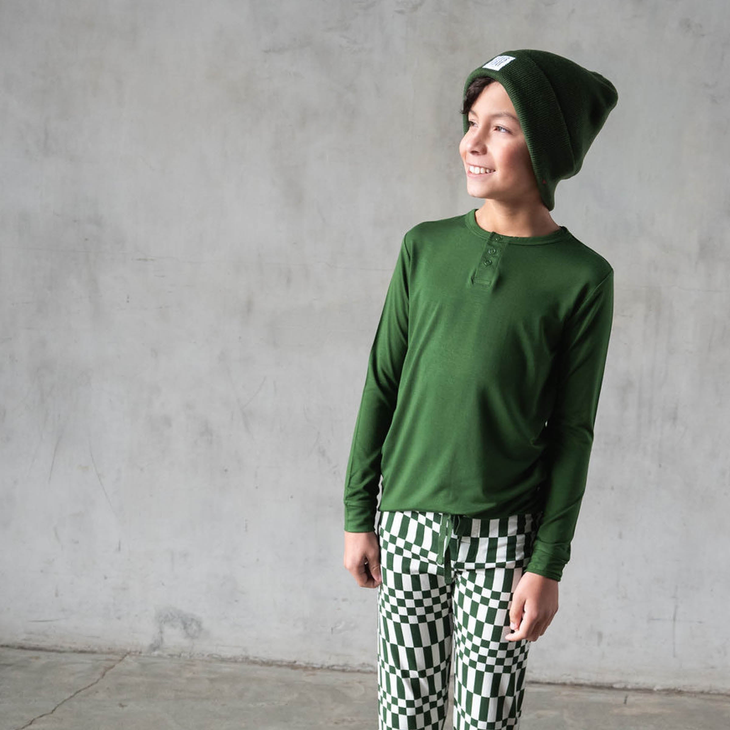 Everyday Check | Boys Jogger Pants (Green Check)