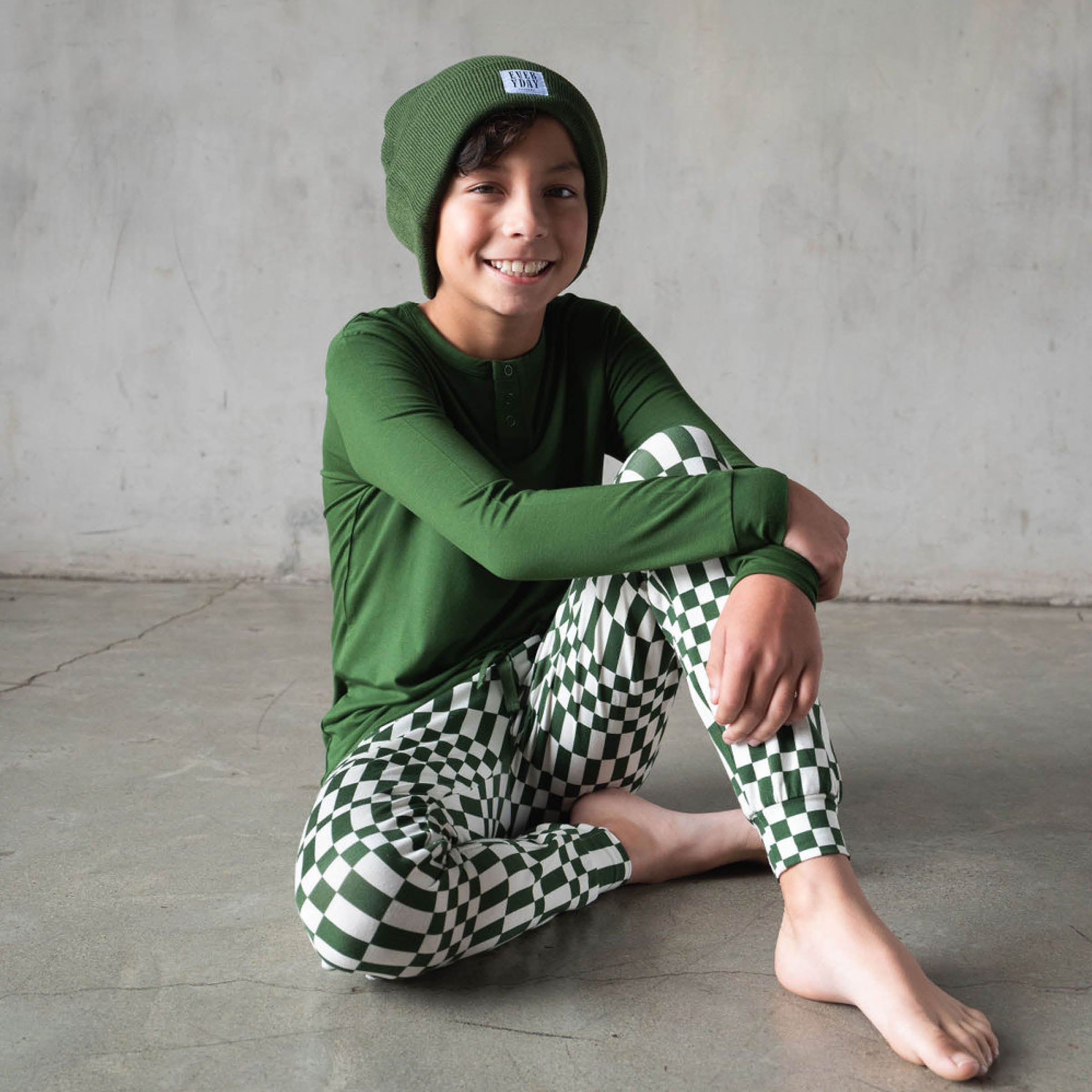 Everyday Check | Boys Jogger Pants (Green Check)