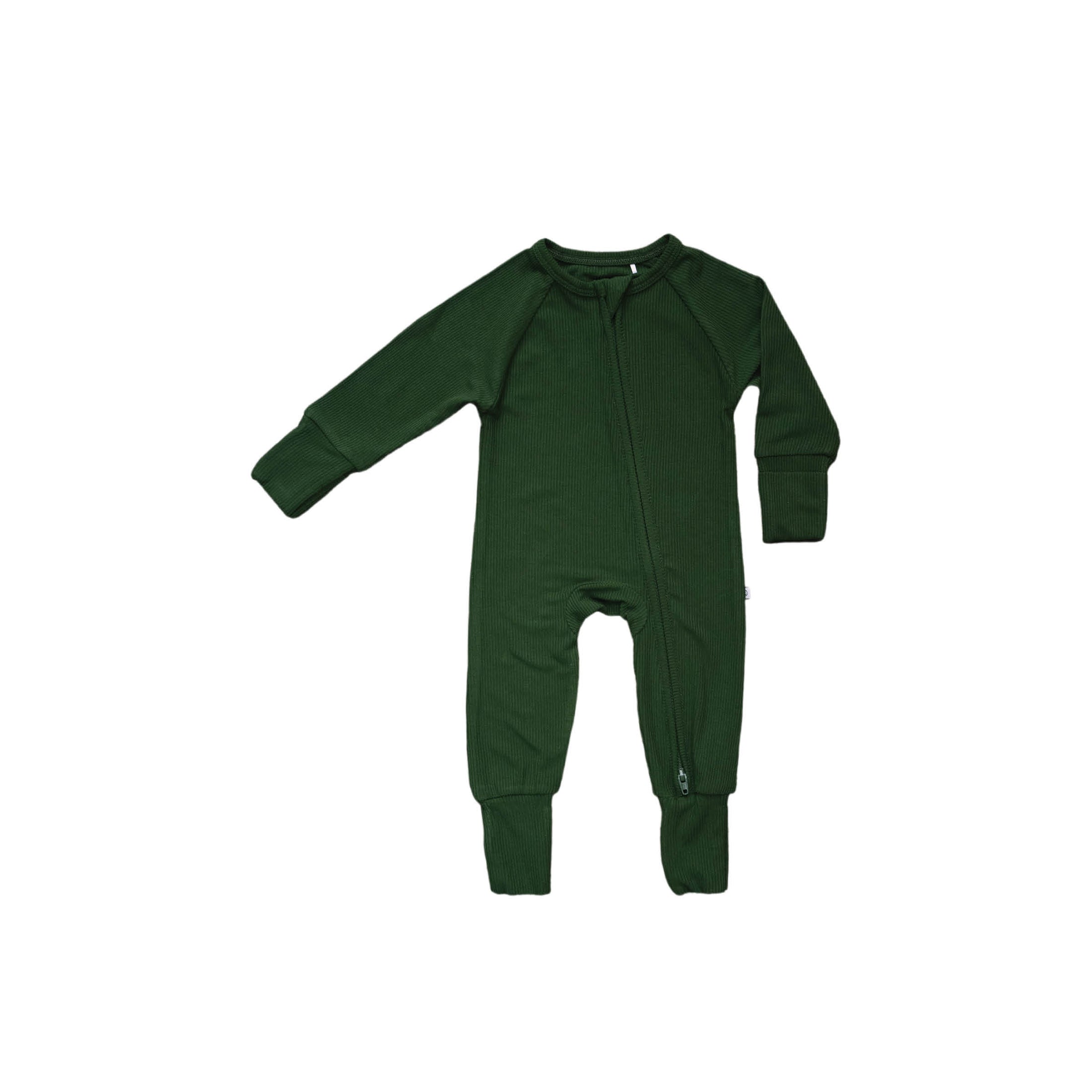 Everyday Green | Ribbed Bamboo Zip Romper