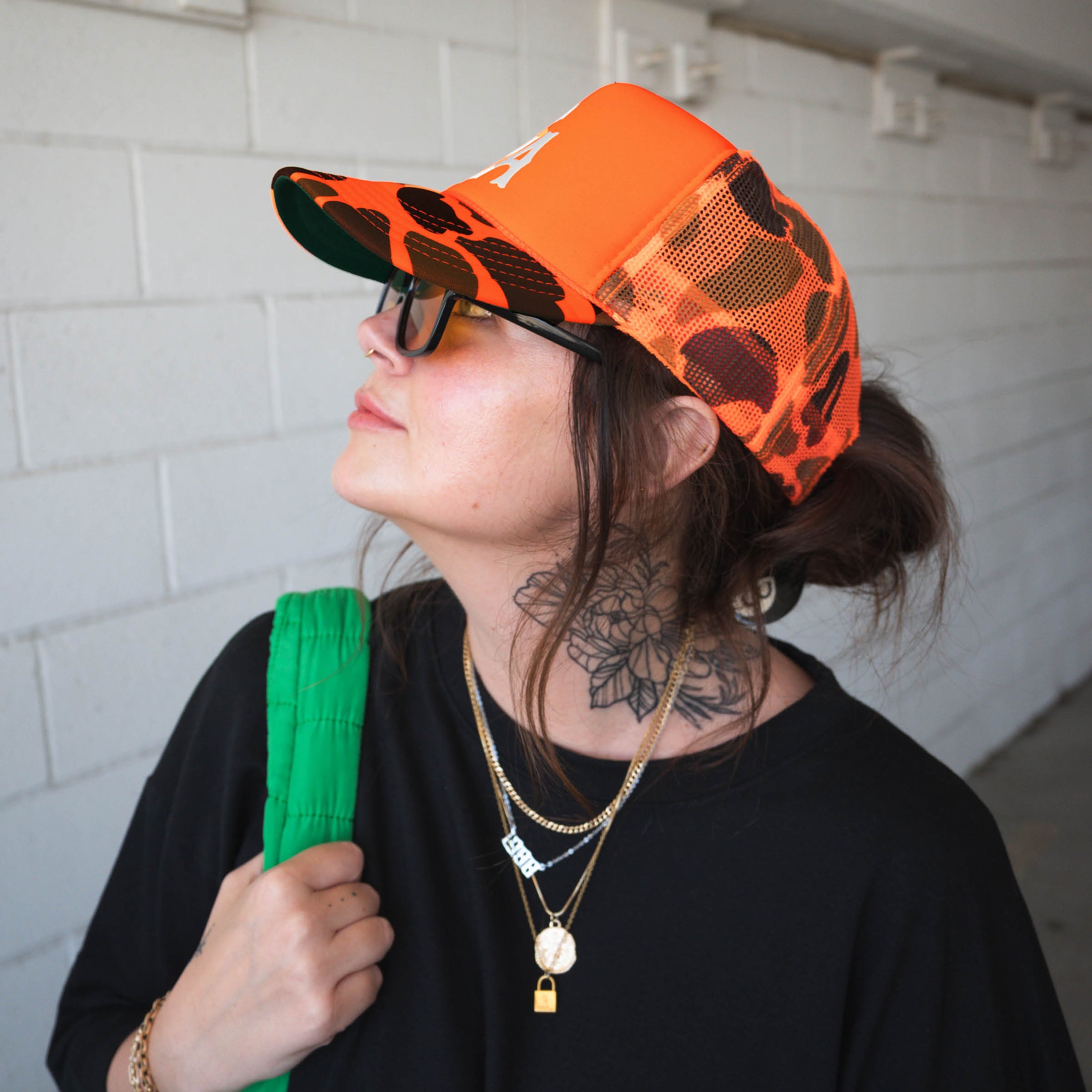 CA | Trucker Hat (Neon Orange Camo)