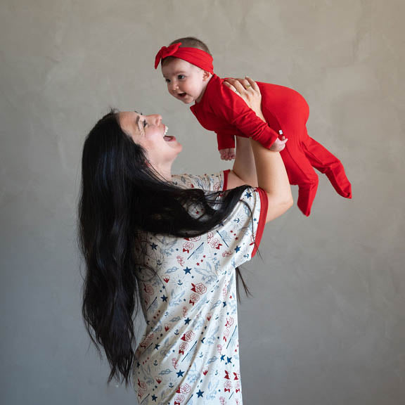 Crimson Red | Ribbed Bamboo Zip Romper