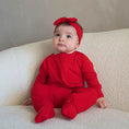 Load image into Gallery viewer, Crimson Red | Ribbed Bamboo Zip Romper
