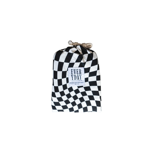 B&W Wavy Checker | Bamboo Crib Sheet