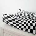 Load image into Gallery viewer, B&W Wavy Checker | Bamboo Changing Pad Cover
