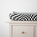 Load image into Gallery viewer, B&W Wavy Checker | Bamboo Changing Pad Cover
