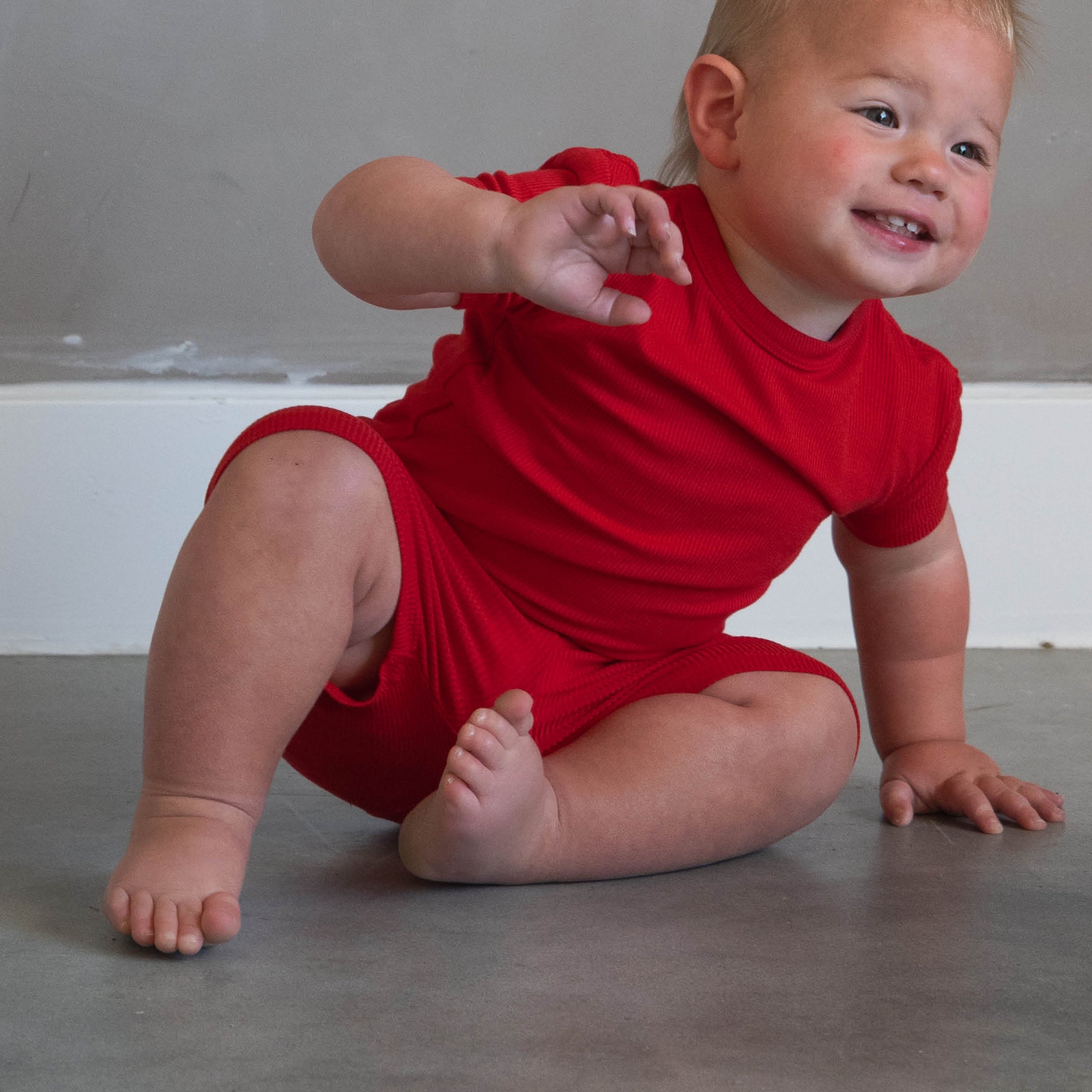 Crimson Red | Ribbed Bamboo Short Set