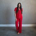 Load image into Gallery viewer, Crimson Red | Women's Ribbed Bamboo Flare Set
