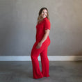 Load image into Gallery viewer, Crimson Red | Women's Ribbed Bamboo Flare Set
