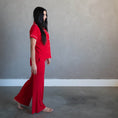 Load image into Gallery viewer, Crimson Red | Women's Ribbed Bamboo Flare Set
