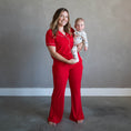 Load image into Gallery viewer, Crimson Red | Women's Ribbed Bamboo Flare Set
