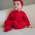 Load image into Gallery viewer, Crimson Red | Ribbed Bamboo Zip Romper
