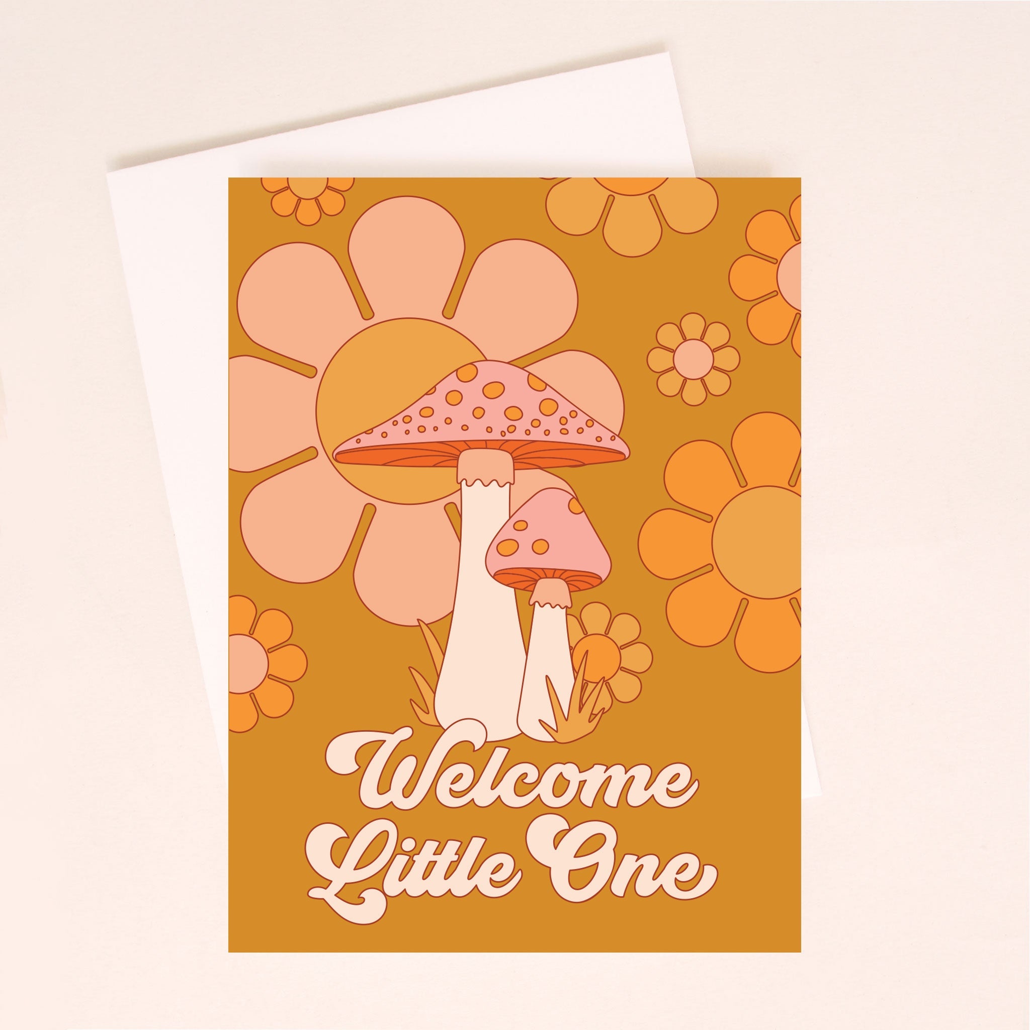 Welcome Little One Card | Mushrooms