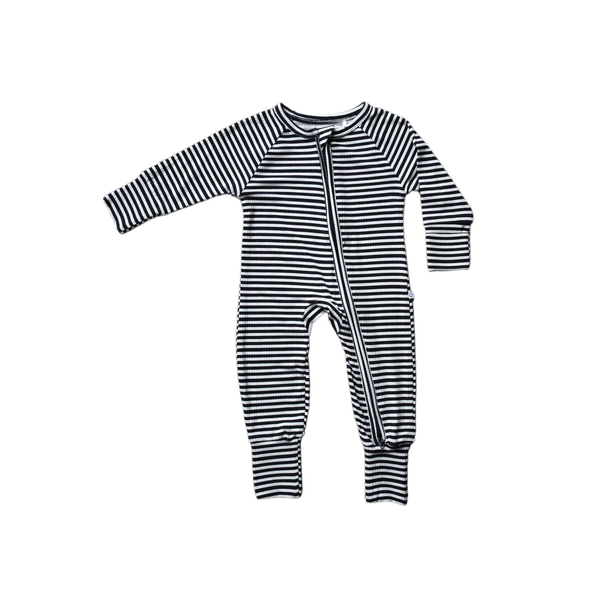 *PRE-ORDER 9/29* Midnight Stripe | Ribbed Bamboo Zip Romper