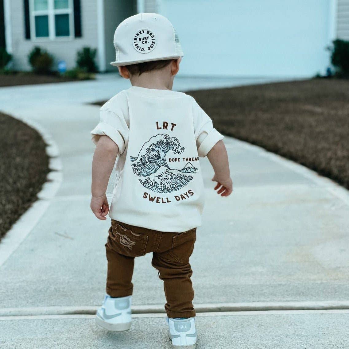 Little Rad Things - Dope Threads Swell Days Tee: 4T / Dark Beige Acid Wash