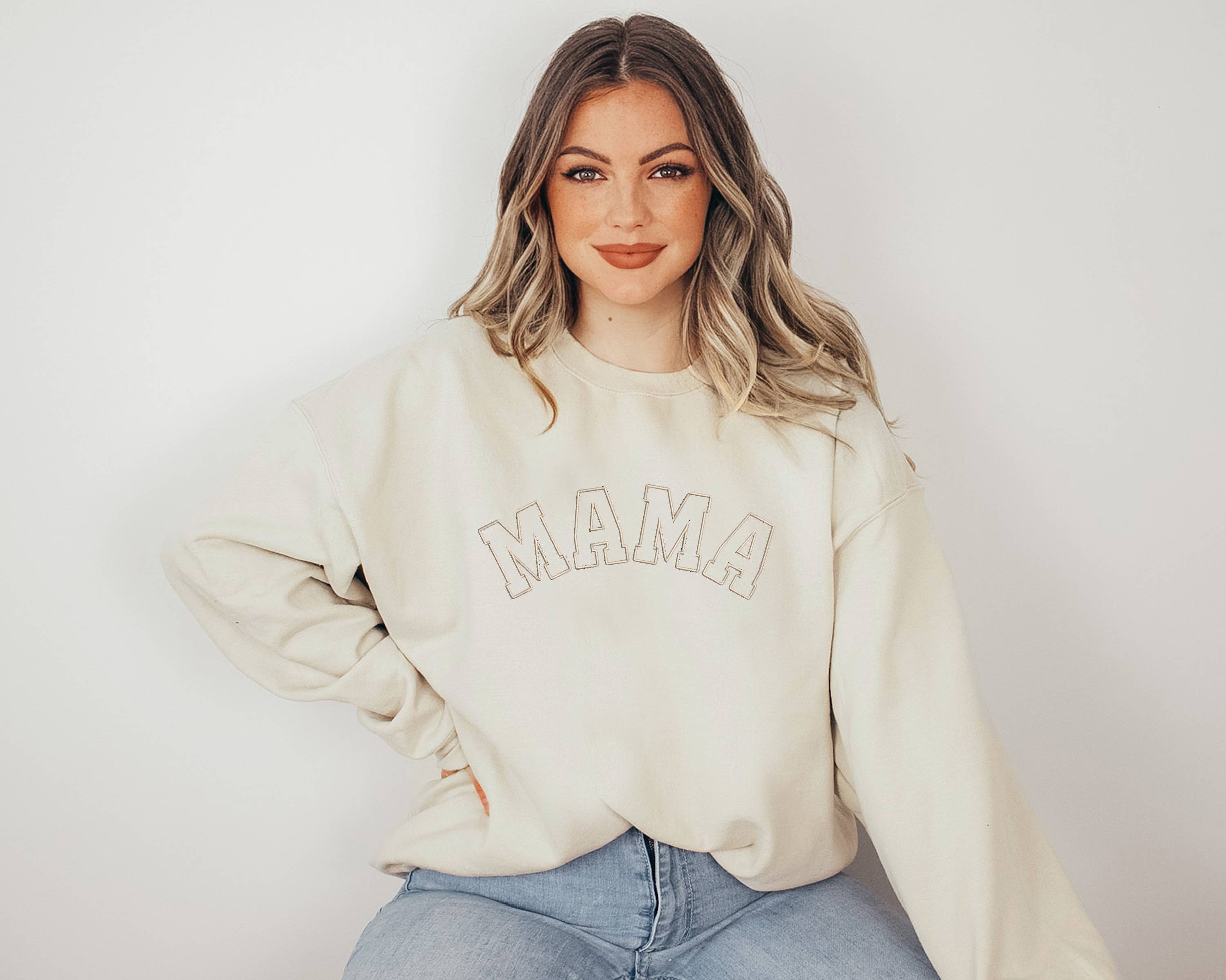 Bash - Mama Sweatshirt, Mama Embroidered Sweatshirt: M / Doe Skin / Sand